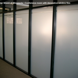 Conference room with white frost decorative window film.
